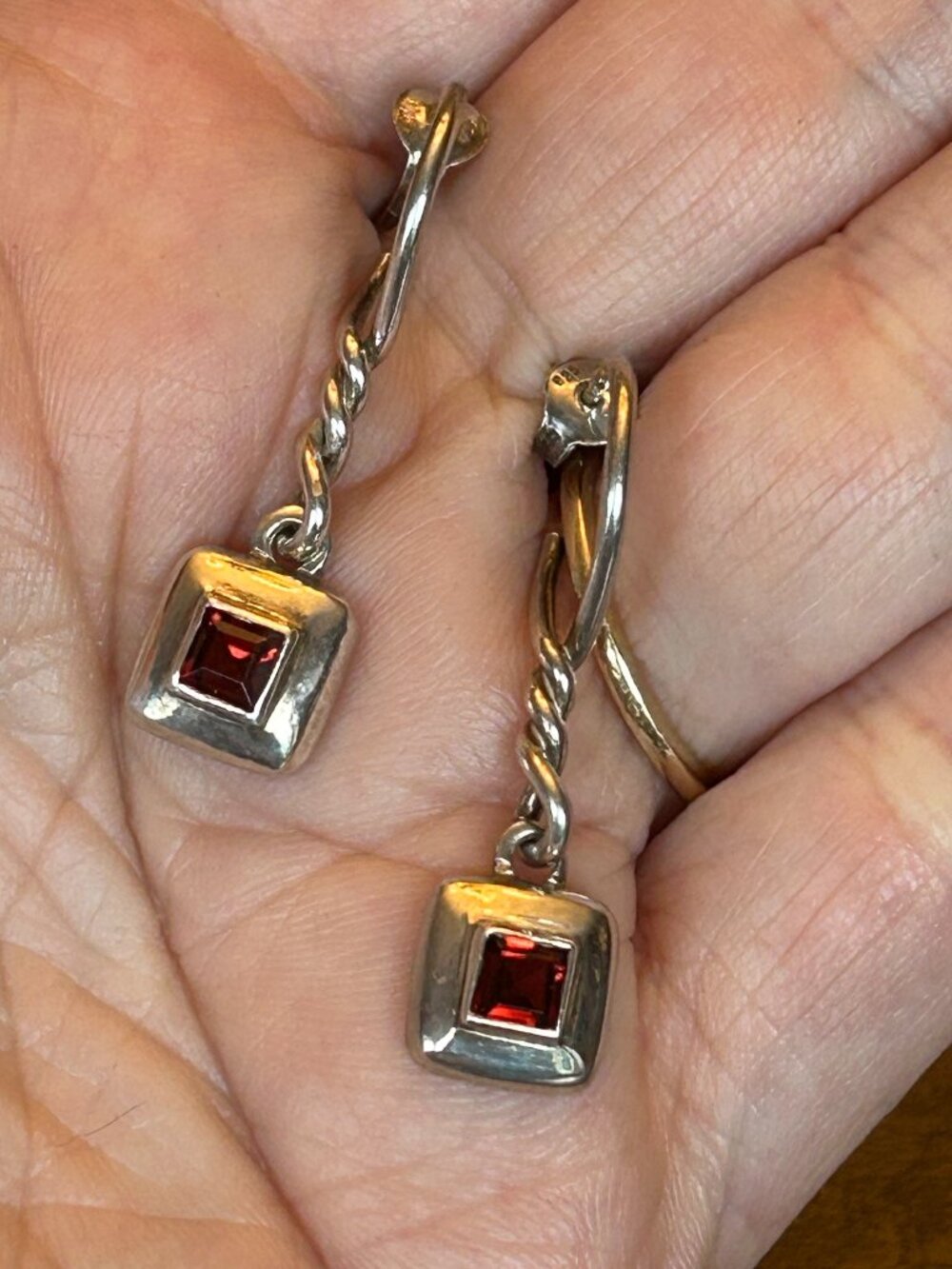 Sterling Silver Earrings with Garnet Stones